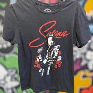 OFFICIAL SELENA MERCHANDISE BLACK RED LETTERING GRAPHIC SMALL SS 33 Inch Chest
